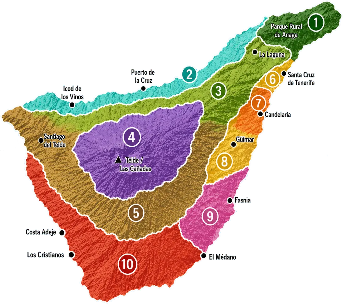 Tenerife climate zones map